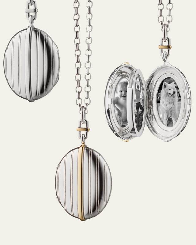 Two-Tone Four Image Pinstripe Locket